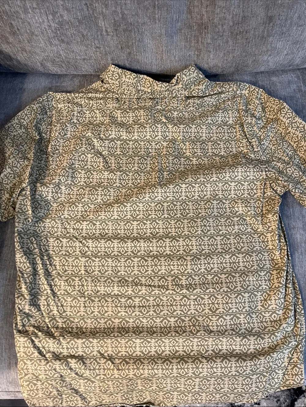 Banana Republic Cotton Men's Short-Sleeve Geo Print Shirt - Olive